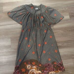 Vintage 60 TRENDS BY JERRIE LURIE Dress Floral Print Boho Hippy tie up neck RARE